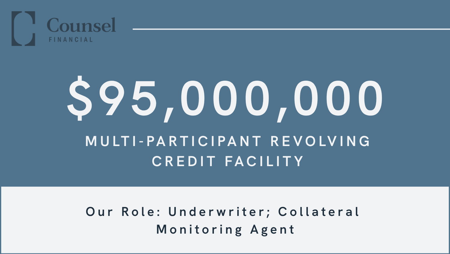 $95mm multi-participant revolving credit facility deal tombstone